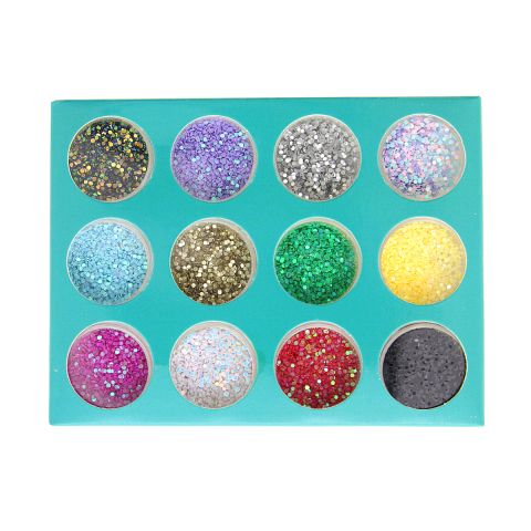3847-dekor-dlya-dizaina-kamushki-ploskie-dk-12 Set 12 decoratiuni paiete pentru unghii, muticolore - imagine 1