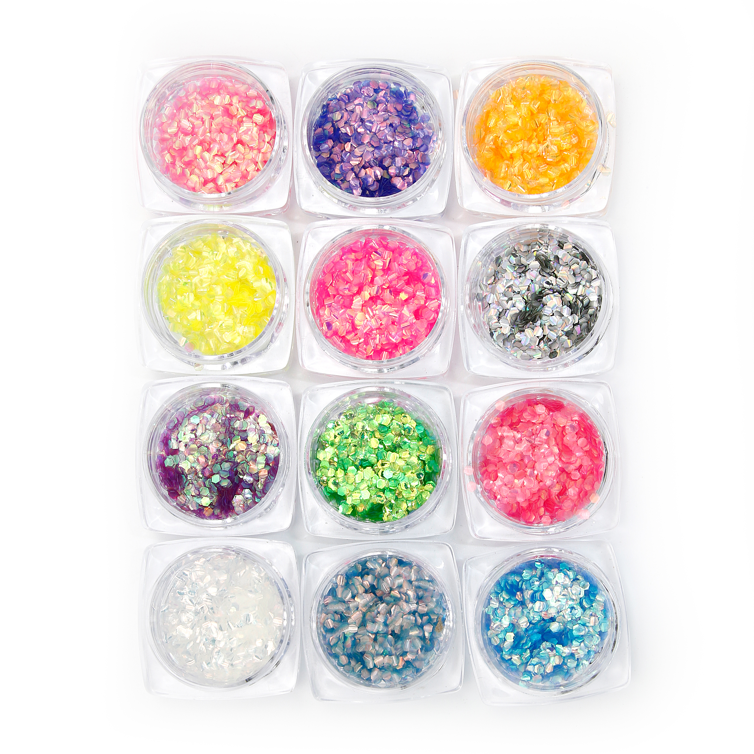 3938-2 Set 12 paiete decorative pentru unghii, romburi, multicolore - imagine 1