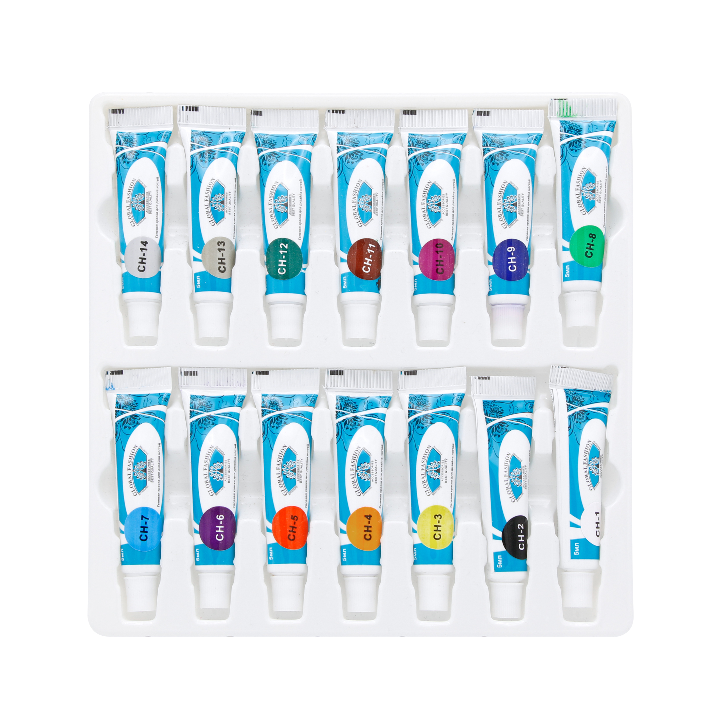 6078-6 Set 14 bucati gel vopsea Global Fashion, tub, multicolor - imagine 1