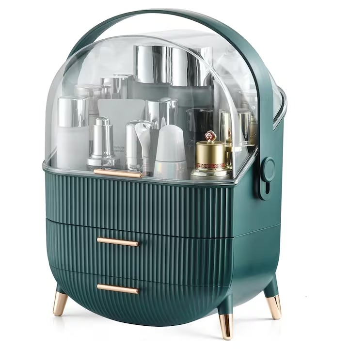 WhatsApp Image 2025-07-25 at 00.52.30 (1) Organizator machiaj RETRO cu sertar si capac, 38 cm x 18cm x 25 cm, VERDE - HJ21 - imagine 1